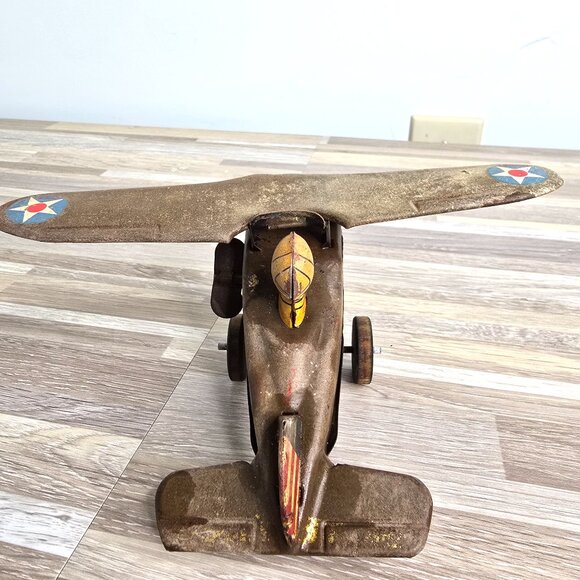 1930s Tin Toy Single Prop Airplane United States Army Air Corps (USAAC) - Picture 4 of 5